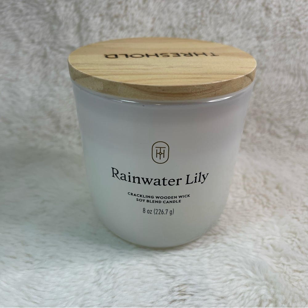 Threshold Rainwater Lily Candle with Wooden Lid - White
